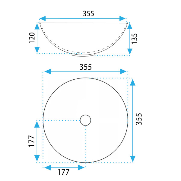Раковина накладная REA Stella gold Edge 35,5x35,5x13,5 белая с золотом (REA-U7445)