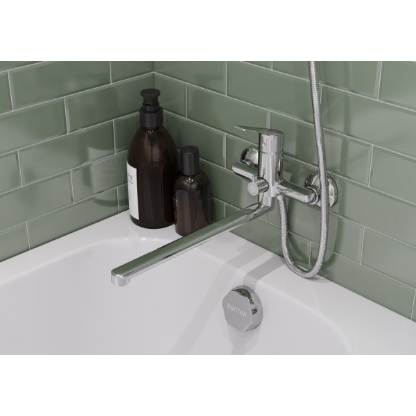 Смеситель для ванны и душа Santek Венга хром с душевым гарнитуром (WH5A12003C001) Смеситель для ванны и душа Santek Венга хром с душевым гарнитуром (WH5A12003C001)