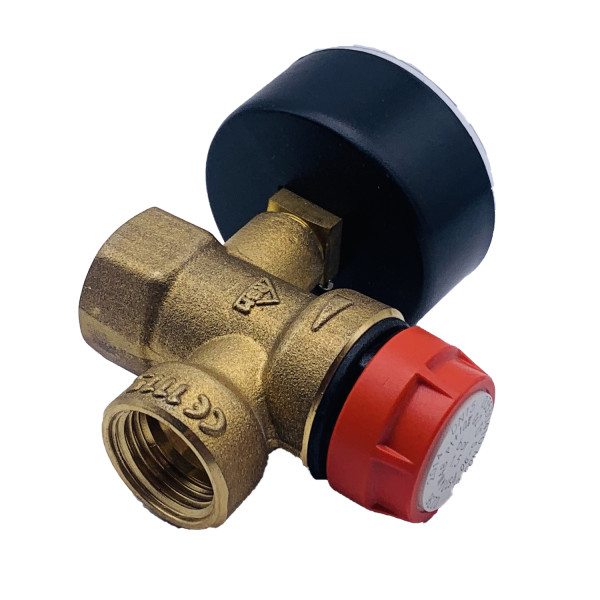 Клапан предохранительный с манометром RBM 1/2"ВВ 1,5 бар (353.04.10) Клапан предохранительный с манометром RBM 1/2"ВВ 1,5 бар (353.04.10)