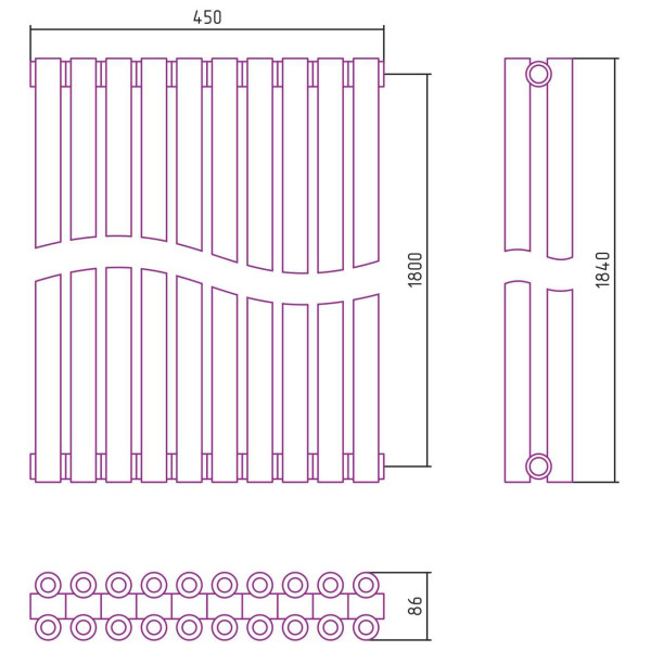 Дизайн-радиатор Сунержа Эстет-00 1800*450 10 секций хром (00-0332-1810) Дизайн-радиатор Сунержа Эстет-00 1800*450 10 секций хром (00-0332-1810)