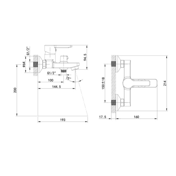Смеситель для ванны и душа Iddis Sena (SENSB00i02WA)