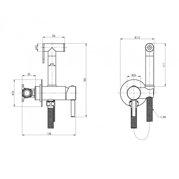 Смеситель с гигиеническим душем Cezares хром (CZR-SET-DA1-ID2-FMM120-01)