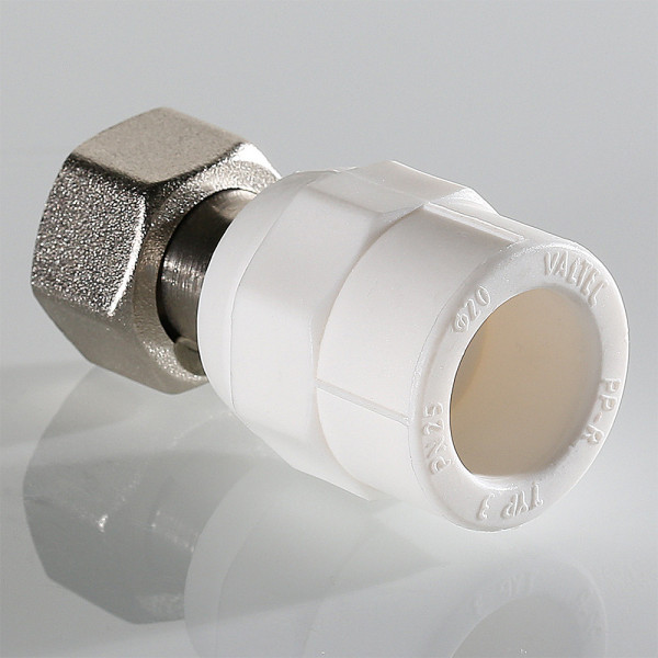 Переход с накидной гайкой PP-R 20*1/2"(16) VALTEC (латунь, белый) VTp.708.K.02004 Переход с накидной гайкой PP-R 20*1/2"(16) VALTEC (латунь, белый) VTp.708.K.02004
