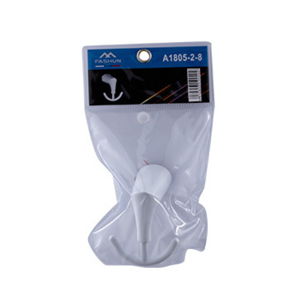 Крючок Fashun двойной цинк. сплав + SUS201 белый (A1805-2-8)