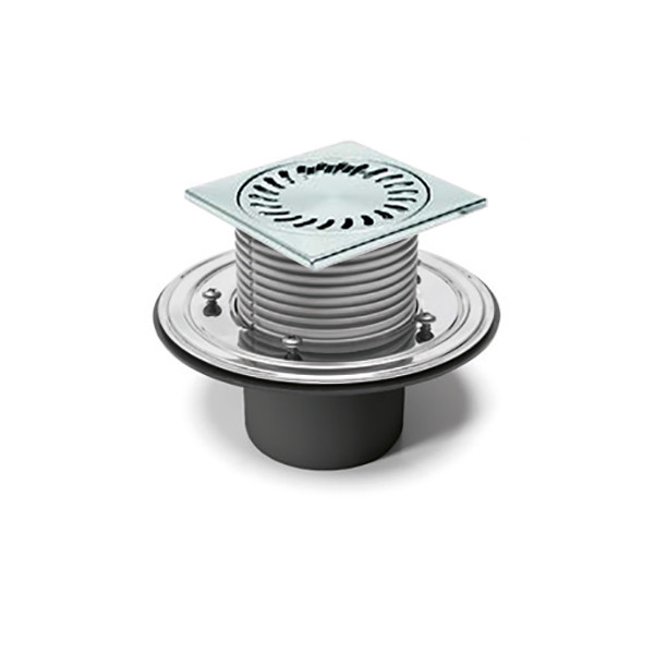 Трап MCH с нижним сливом универсальный DN110 решетка нерж. 150х150 (г/з+с/з) c фланцем