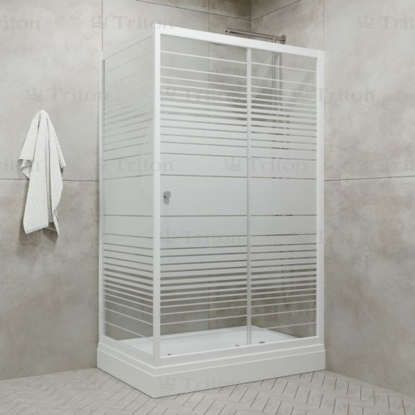 Душевой уголок Triton Фьюжн 1000*800*2020 стекло прозрачное с рисунком, профиль белый (DK246)