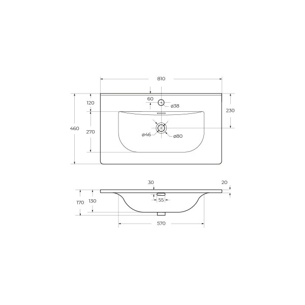 Раковина мебельная Uno BelBagno 81x46 белая глянцевая (BB-8099-80) Раковина мебельная Uno BelBagno 81x46 белая глянцевая (BB-8099-80)