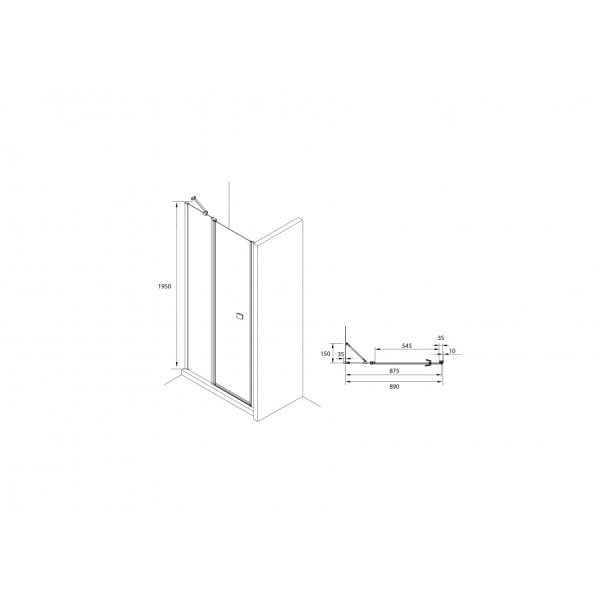 Душевая дверь Roca Capital 90x195 стекло прозрачное, профиль хром (7.M460.9.012.M)