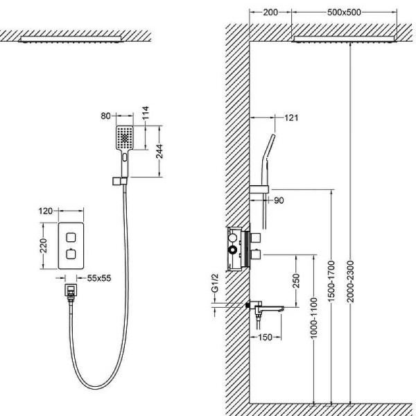 Душевая система Timo Petruma хром внешняя часть внутреняя часть (SX-5019/00SM)