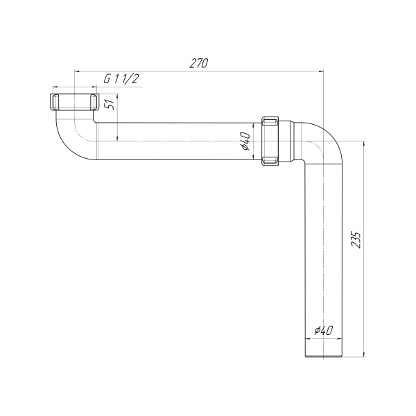 Труба отводная 1 1/2"*40 АНИ для сифона 230 АНИ пласт (L5010) Труба отводная 1 1/2"*40 АНИ для сифона 230 АНИ пласт (L5010)