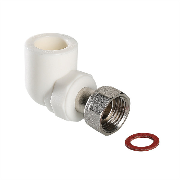 Угольник переходной с накидной гайкой PP-R 20*3/4"В (латунь, белый) VTp.758.0.02005