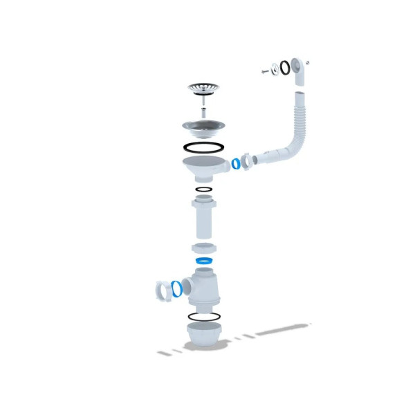 Сифон 40 мм. бутылочный АНИ "Грот" с выпуском 3 1/2"*115 мм., с гибким круглым переливом АНИ пласт (A0142S)