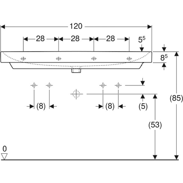 Раковина Geberit Smyle Square 120x48 (500.253.01.1)