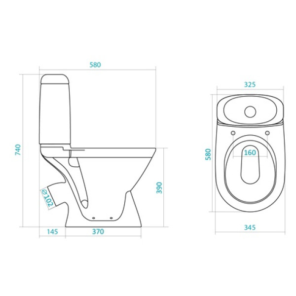 Унитаз-компакт Santek Римини 580х345х740 (1WH302130)