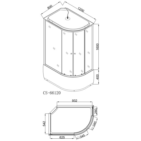 Душевая кабина Loranto Sunway 120x80 стекло тонированное, профиль белый (CS-66120L G 120*80*215)