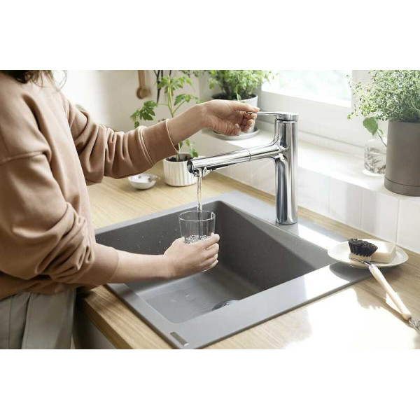 Смеситель для кухни Hansgrohe Zesis M33 хром, с видвижным изливом (74804000)