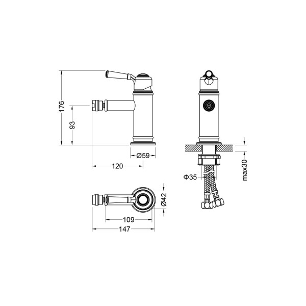 Смеситель для биде Aquatek Классик золотой (AQ1518PG)