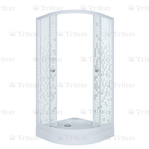 Душевой уголок Triton 100*100 А стекло мозаика, профиль белый (DK55_2)