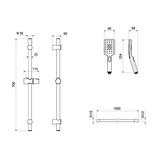 Душевой гарнитур Aquatek Лира черный матовый (AQ2018MB)