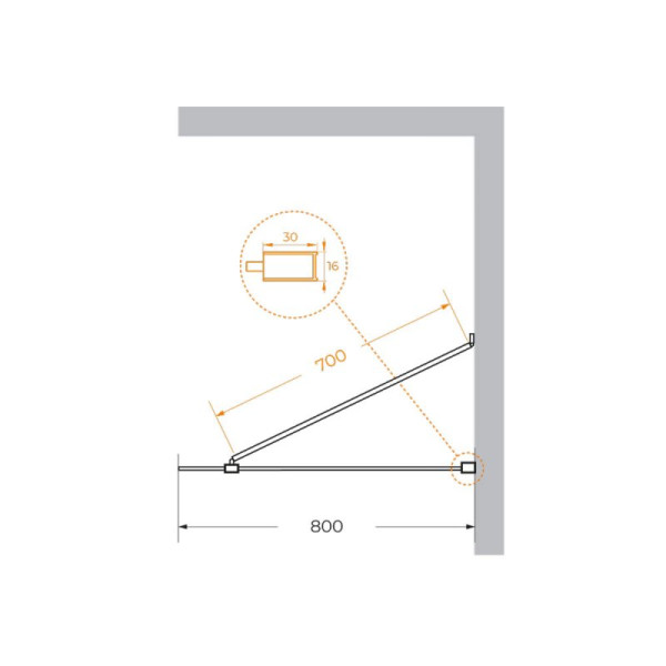 Душевая перегородка Cezares Liberta 80x195 стекло тонированное (бронза), профиль хром (LIBERTA-L-1-TB-80-BR-Cr)