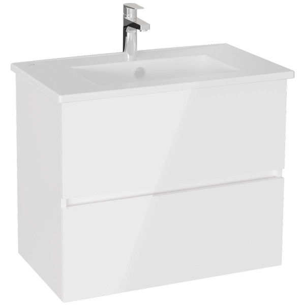 Тумба подвесная Vitra Mia Plus Square с 2 ящиками с раковиной 80 см цвет белый глянец (69742)