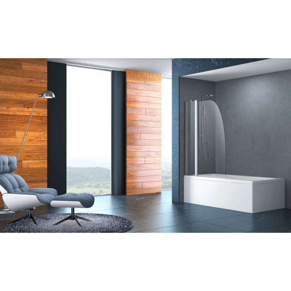 Душевая шторка для ванны Azario Boston 100x140 стекло прозрачное, профиль хром (AZ-142)