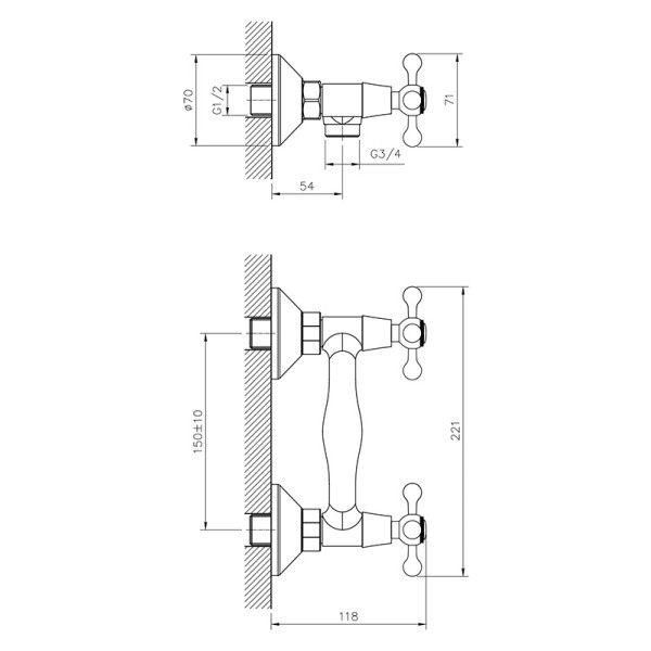 Смеситель для душа Decoroom DR54 хром (DR54055)
