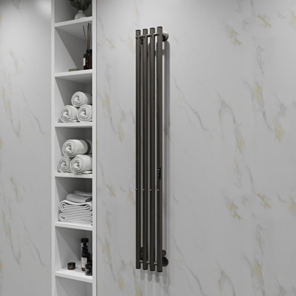 Полотенцесушитель электрический Indigo Style 4 1200x180 унив.подкл.RxL, Gun Metal (LSE120-18GNSRt)