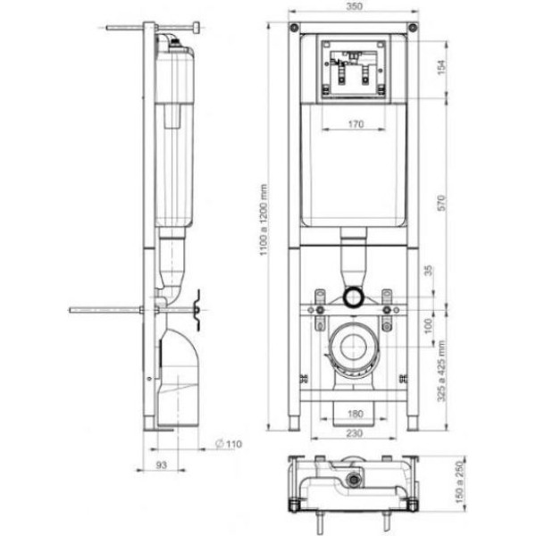 Инсталляция Cersanit Black с унитазом Natura CO DPL EO slim" с сид. S и клавишей смыва Leon" пласт. хром глян (64230)