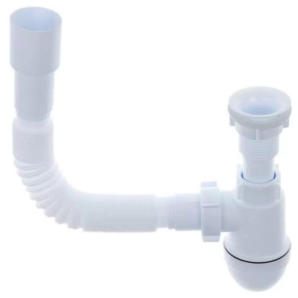 Сифон 40 мм. бутылочный АНИ Варяг с литым пластиковым выпуском 1 1/2"*70 мм. с гибкой трубой 40/50 АНИ пласт (C5015)