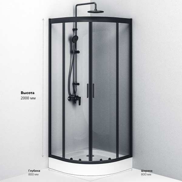 Душевое ограждение AM.PM Gem 80x80x190 стекло прозрачное, профиль черный матовый (W90G-401-080BT)