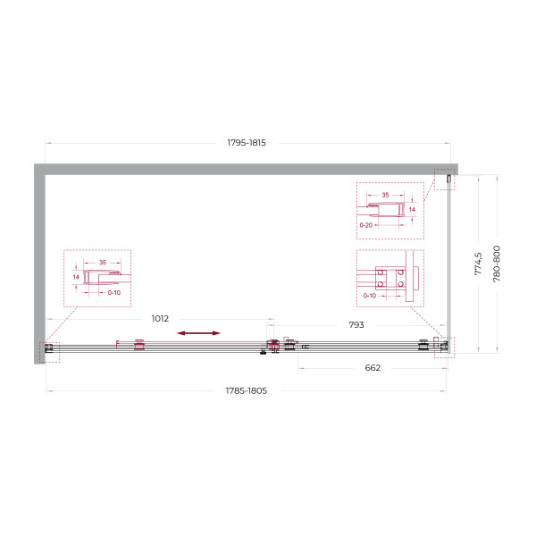 Душевой уголок BelBagno Soft Close-2 180x80x200 стекло прозрачное, профиль оружейная сталь матовая (SOFT_CLOSE-2-AH-1-180/80-C-GM)