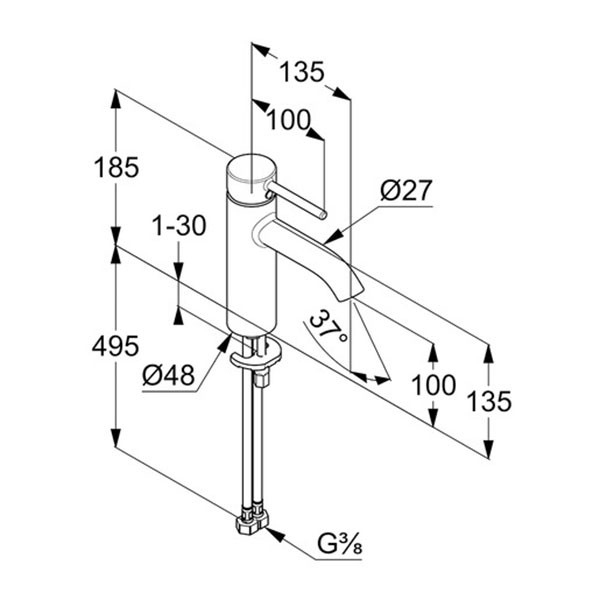 Смеситель для раковины Kludi Bozz черный (382823976) Смеситель для раковины Kludi Bozz черный (382823976)