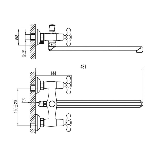 Смеситель для ванны и душа SMARTsant Кросс (SM110008АА_R)
