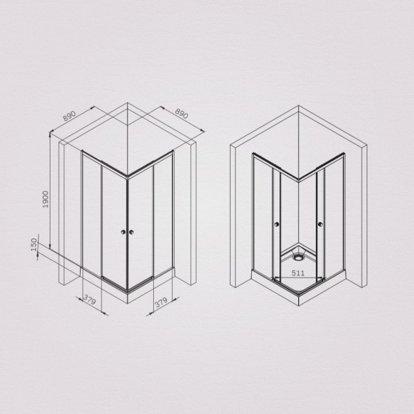 Душевой уголок AM.PM X-joy 90x90 стекло прозрачное, профиль черный матовый (W94G-403-9090-BT1K)