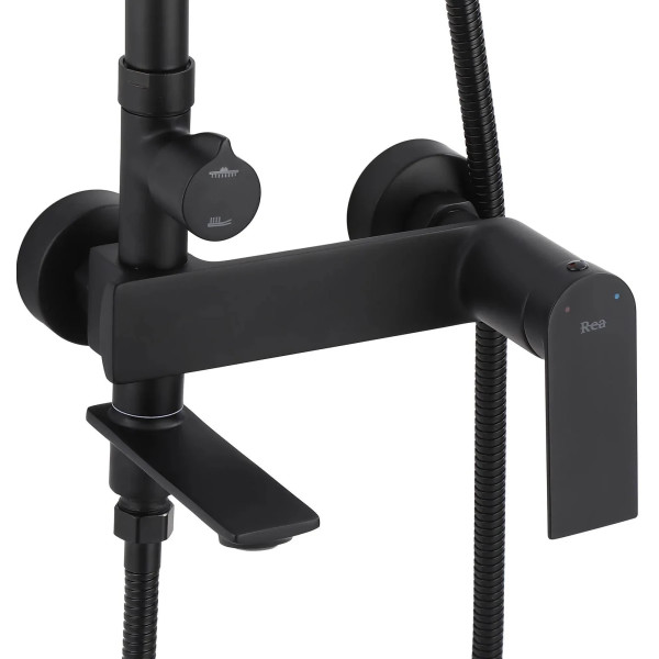 Душевая система с изливом Rea Storm Black mat (REA-P9533)