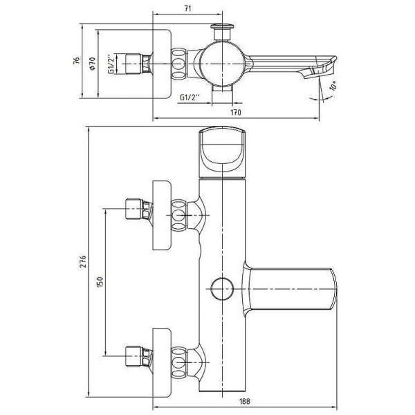 Смеситель для ванны и душа E.C.A. Myra черный (104502470EX)