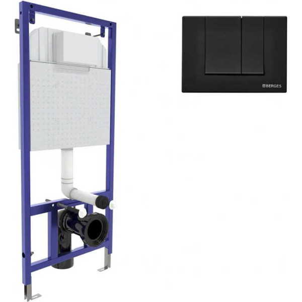 Инсталляция для подвесного унитаза Berges NOVUM S5 с клавишей (040245) черная