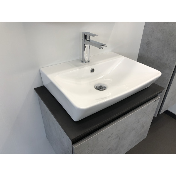 Тумба подвесная с раковиной Comforty Эдинбург 600x400x400 дуб светлый/черный (00-00001928)