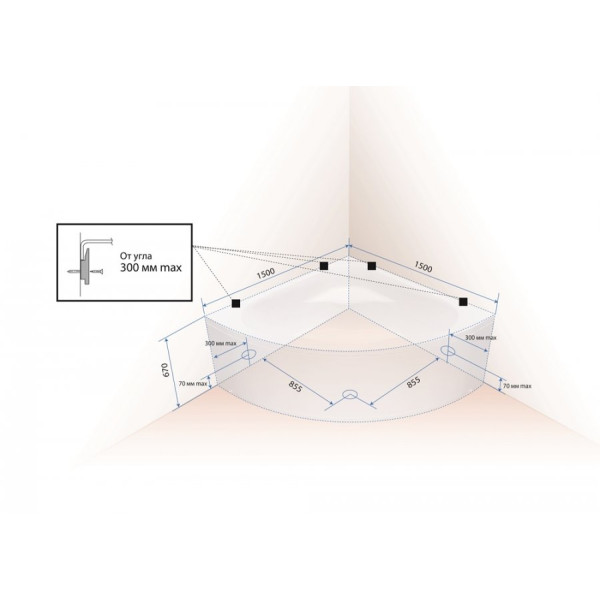 Ванна акриловая 1ACReal Moscow 150х150 белая (BBA-MW1515X0-00U) Ванна акриловая 1ACReal Moscow 150х150 белая (BBA-MW1515X0-00U)