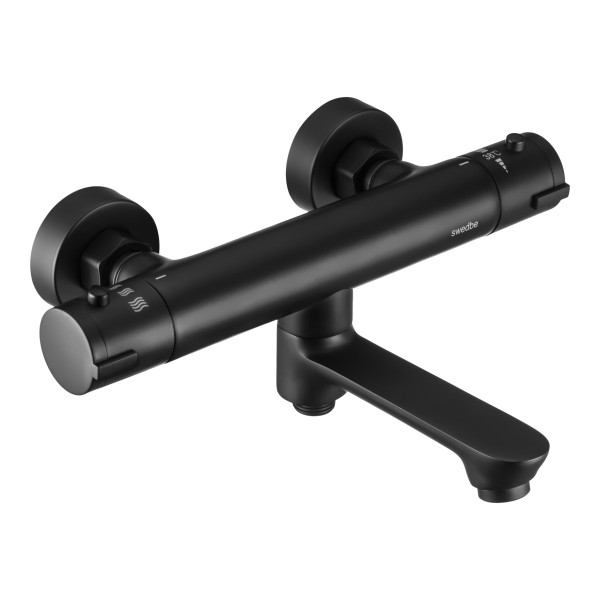 Смеситель для ванны и душа Swedbe Hermes термостат с повортн.изливом черный (9045B)