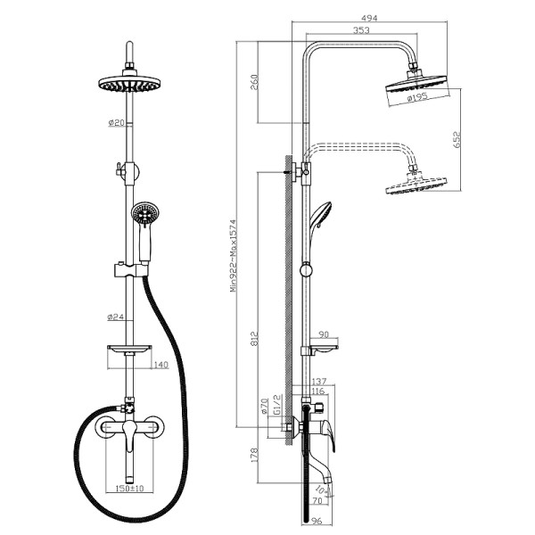 Душевая система Rossinka B хром (A35-46)
