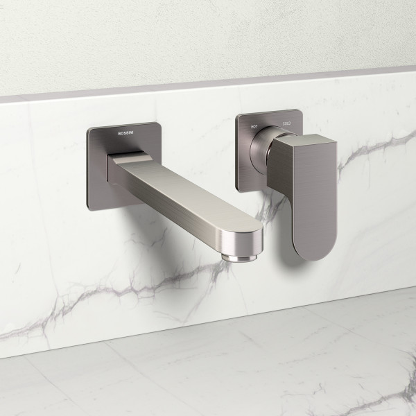 Смеситель для раковины Bossini TEO встраиваемый с изливом черный матовый (Z00732.073+Z00801)