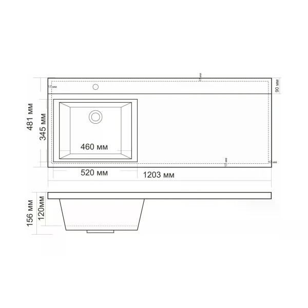 Раковина над стиральной машиной BelBagno 120,2x48,6 левосторонняя белая (BB1200/480-LV-MR-L)