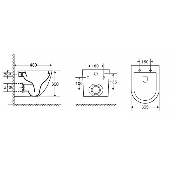 Унитаз подвесной Teramo безободковый с сидением микролифт 480x365x360 (AZ-0053 SP)