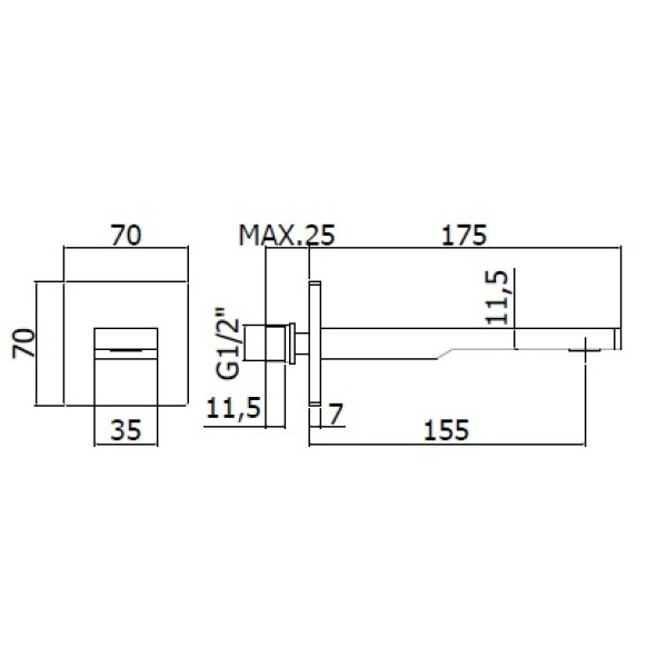 Излив для душа Paffoni Tango черный (ZBOC120NO)