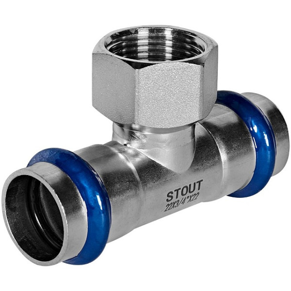 Тройник переходной 22х3/4"Вх22 Stout SSS-2015 ВПр-ВР (нерж.ст., пресс) SSS-2015-002234 Тройник переходной 22х3/4"Вх22 Stout SSS-2015 ВПр-ВР (нерж.ст., пресс) SSS-2015-002234