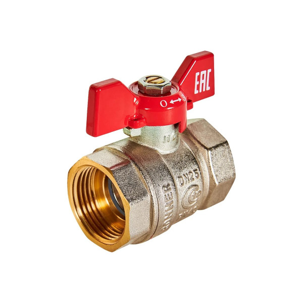 Кран 1" ВВ шаровый Rommer (ГОСТ, красная бабочка) RBV-0003-2110225 Кран 1" ВВ шаровый Rommer (ГОСТ, красная бабочка) RBV-0003-2110225
