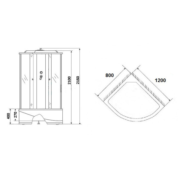 Душевая кабина Eco 80x120 стекло матовое, профиль хром матовый (NG-7310-14L)