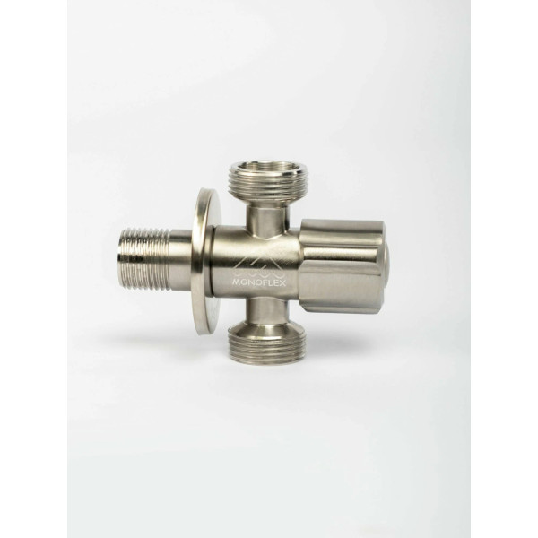 Кран проходной 1/2"х3/4"х3/4" НН Monoflex (нерж.сталь, керамический картридж) (Н02947)